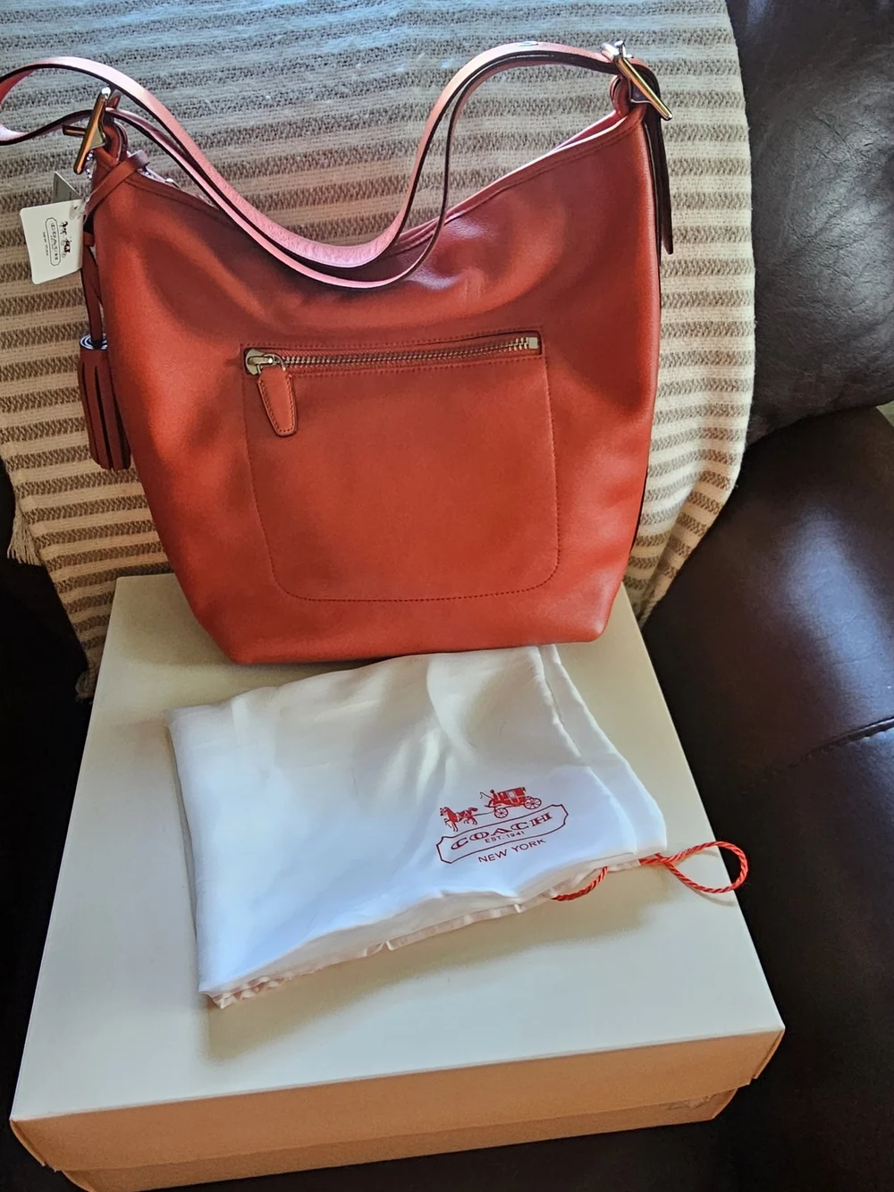 Coach Red Leather Hobo Bag